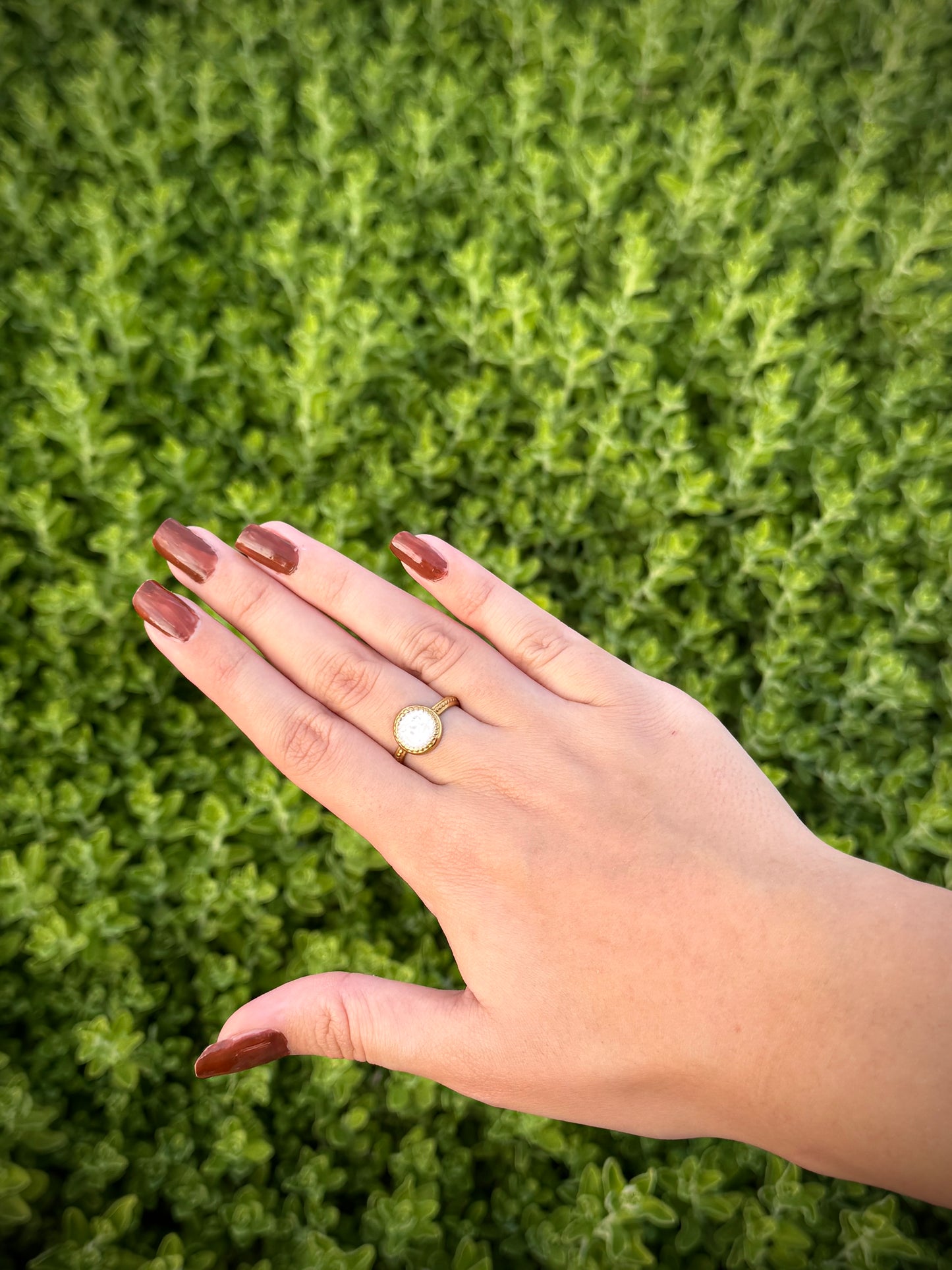 Gold Ring with White Stone