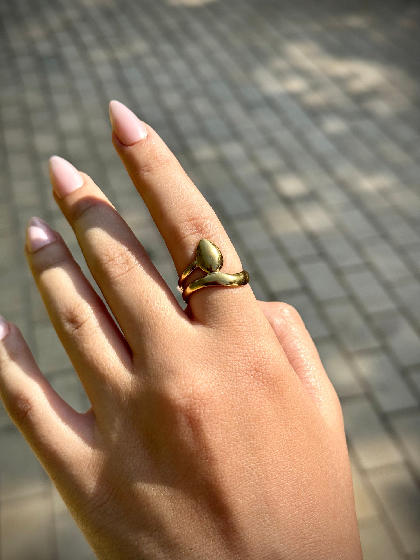 Double Teardrop Adjustable Ring