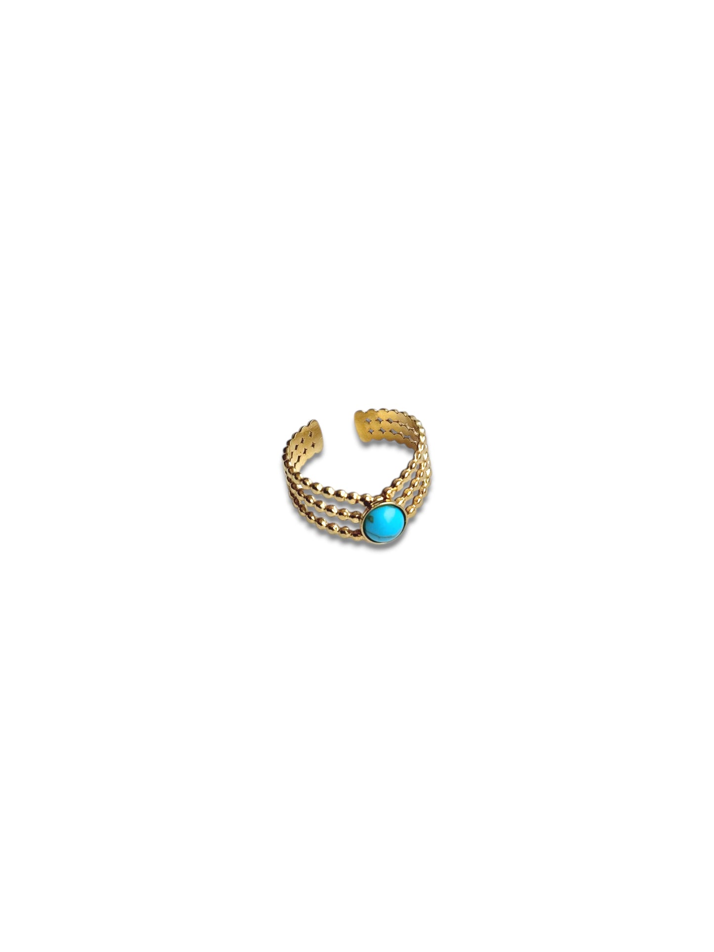 Gold Braided Ring with Turquoise Stone