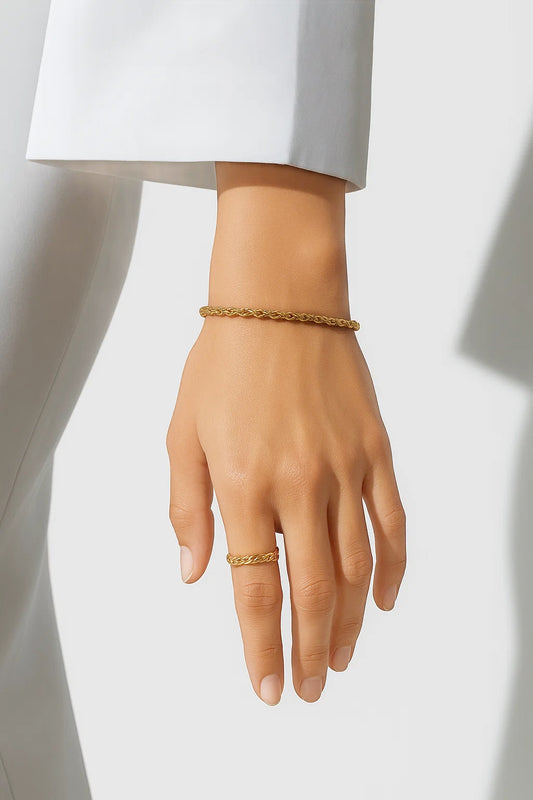 Gold Rope Twist Bangle Bracelet