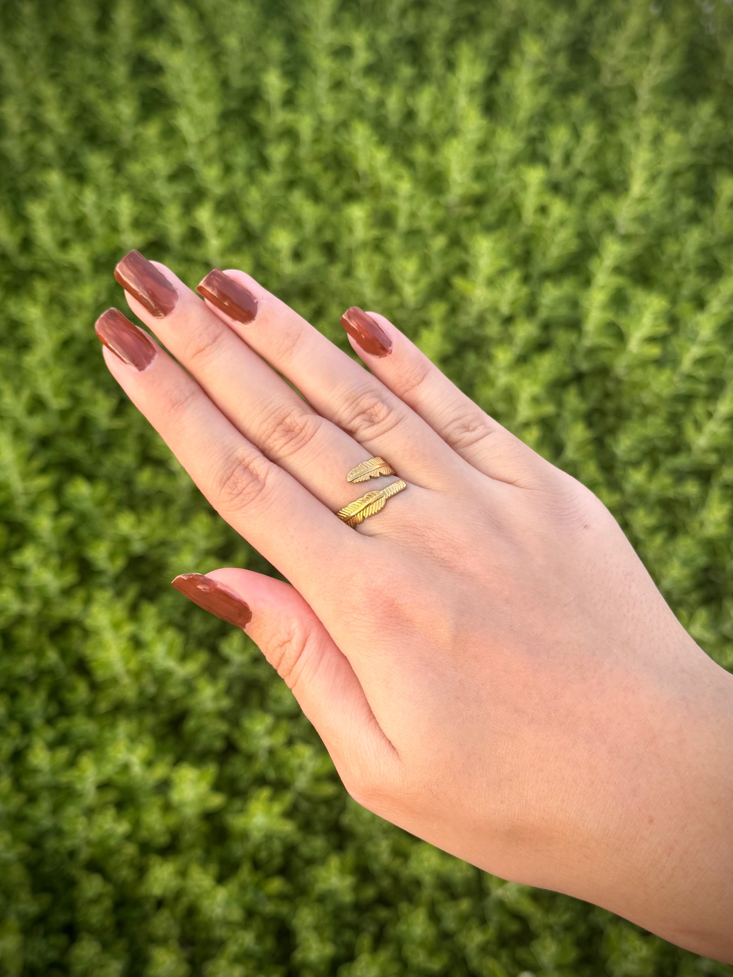 Gold Feather Pattern Ring