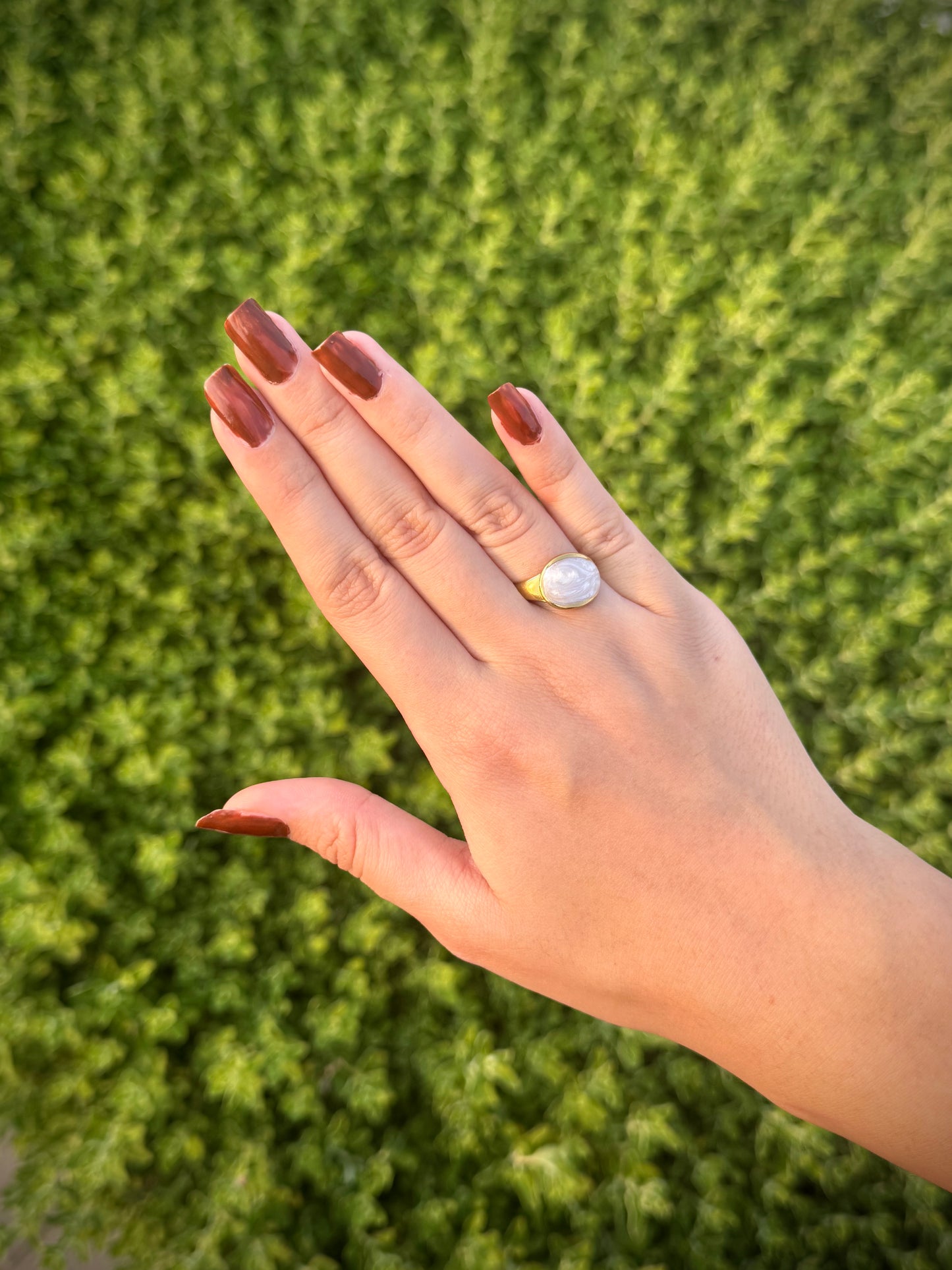 Gold Ring with Mother of Pearl Accent