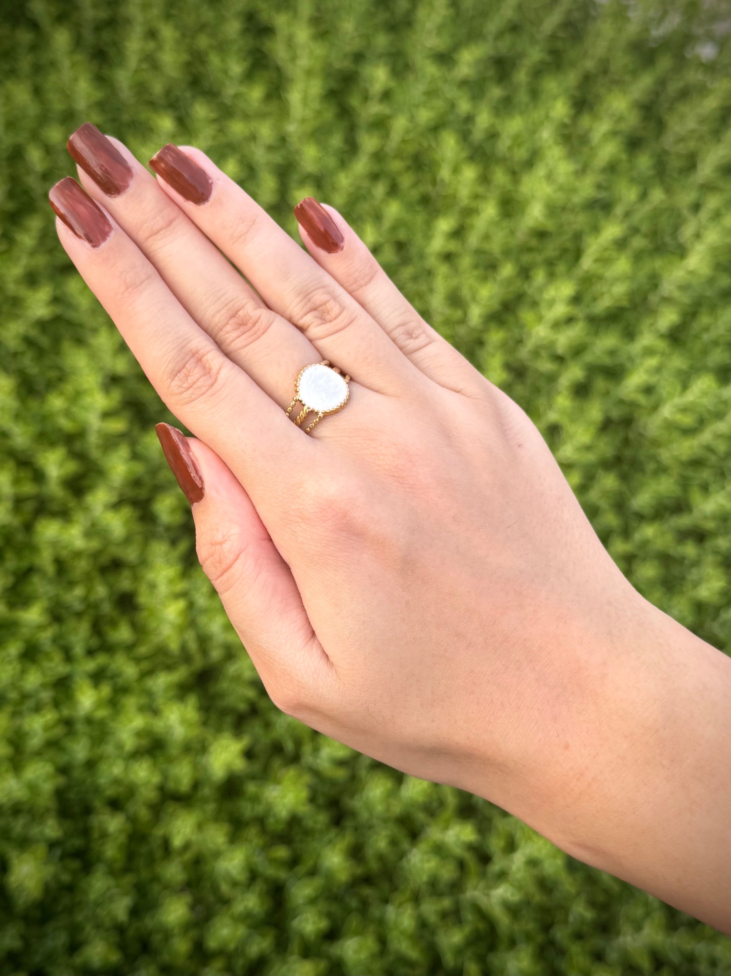 Gold Ring with Natural Shell Accent
