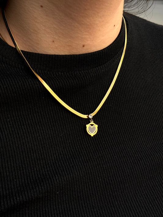 Gold Stainless Steel Heart Pendant Necklace