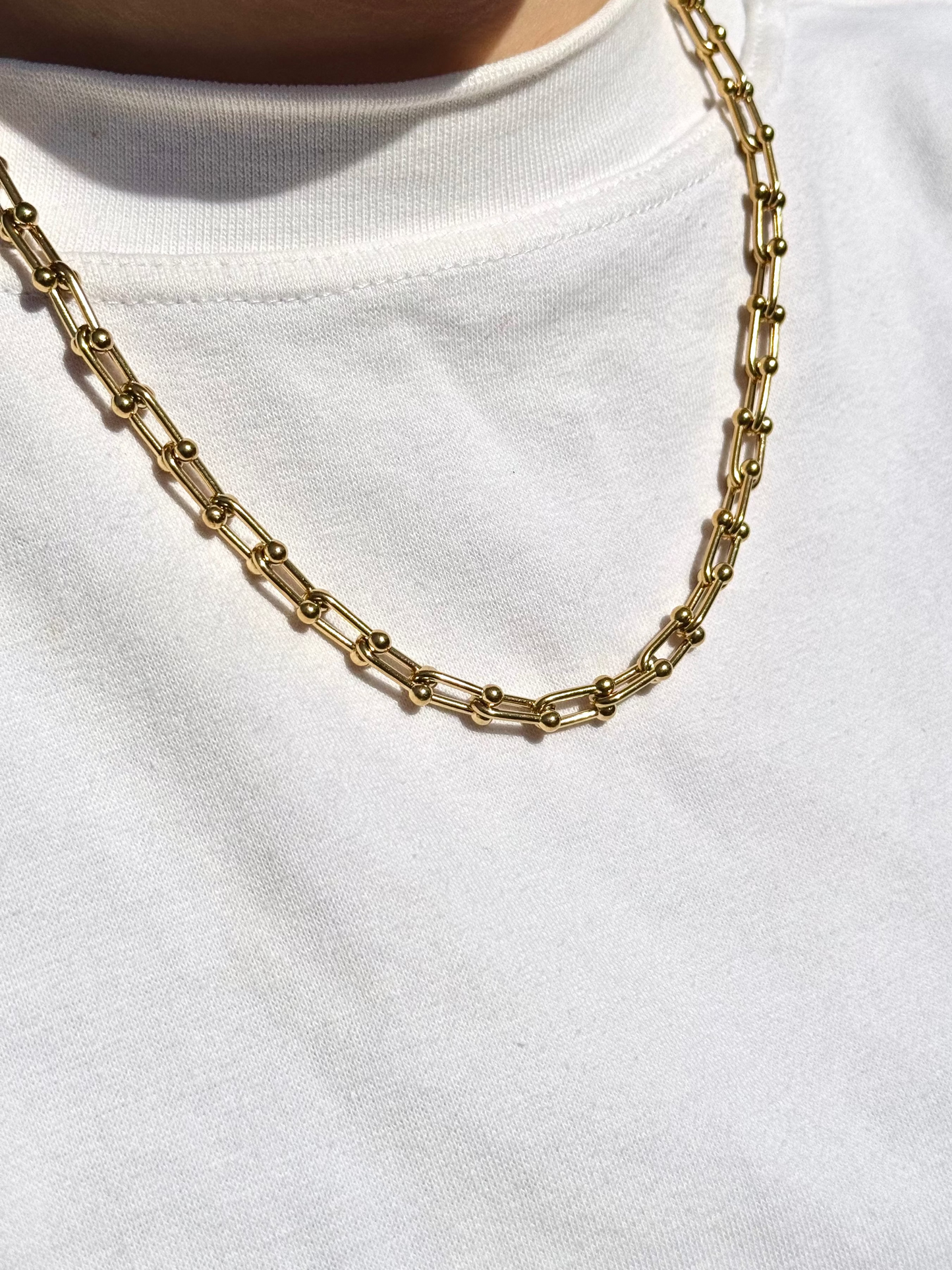 Gold-Tone Beaded Link Chain Necklace