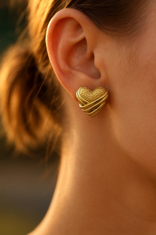 Textured Wrapped Heart Drop Earring