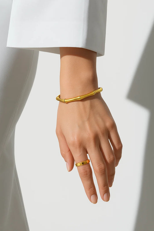 Gold Bamboo Cuff Bracelet