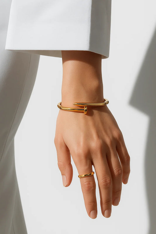 Gold Nail Bangle Bracelet