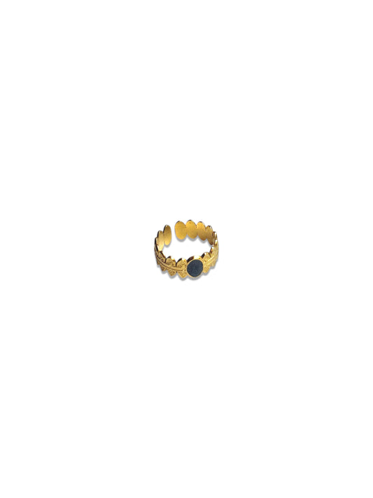 Gold Ring with Dark Gray Center